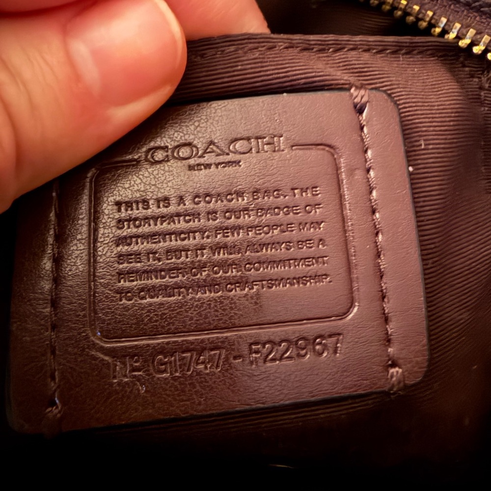 Coach Dark Brown Pebbled Leather Tote with Gold Logo - Picture 4 of 7